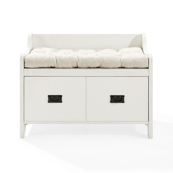 Monte White Storage Bench With Tufted Cushion Kirklands