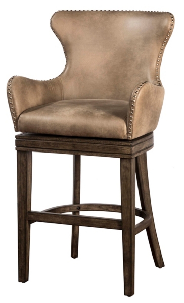 Gray Faux Leather Caden Swivel Bar Stool Kirklands