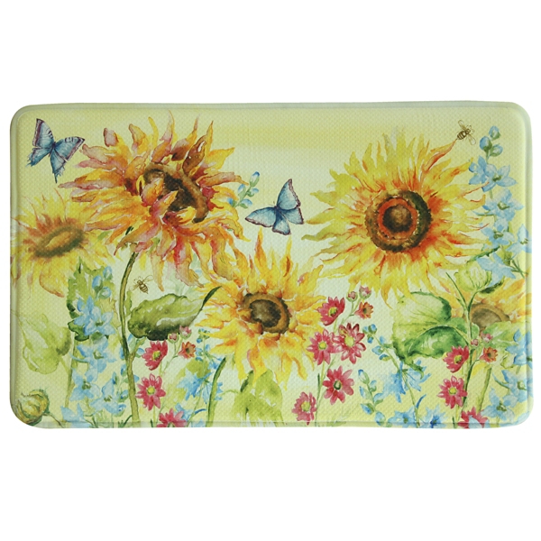 Watercolor Sunflower Memory Foam Kitchen Mat Kirklands