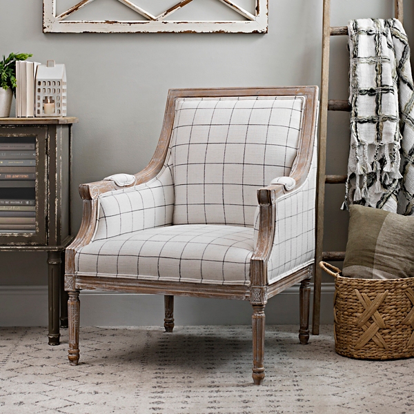 Mckenna White And Black Check Accent Chair Kirklands