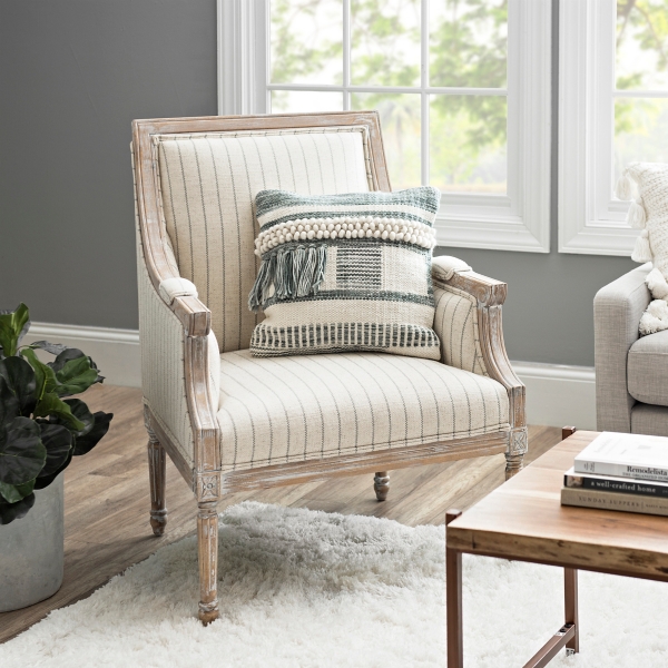 Mckenna Gray And Cream Stripe Accent Chair Kirklands