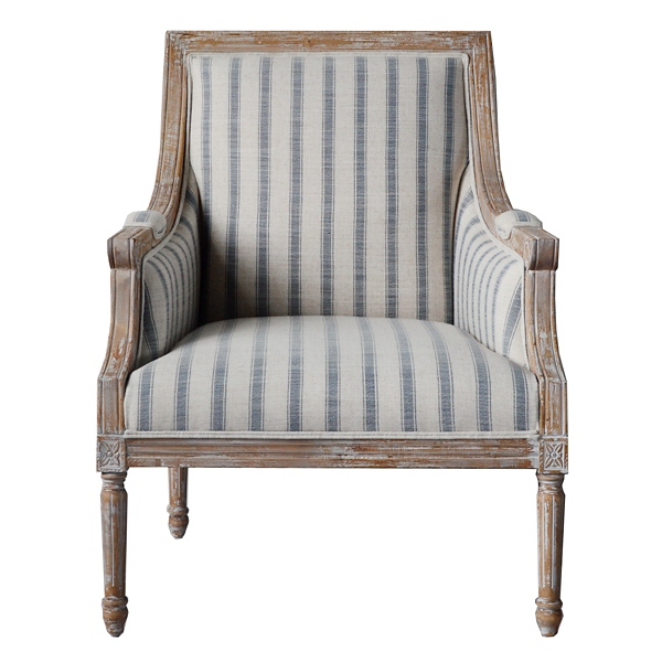 Mckenna Blue Striped Accent Chair Kirklands