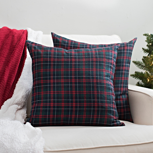 navy plaid pillow