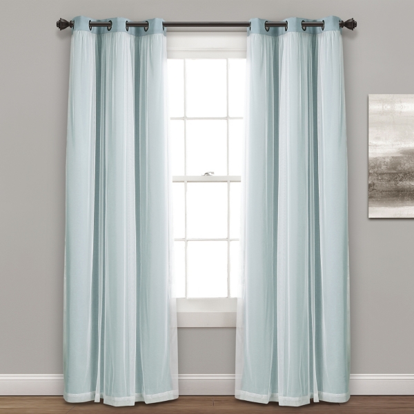 Sheer With Blue Lining Curtain Panel Set 84 In Kirklands