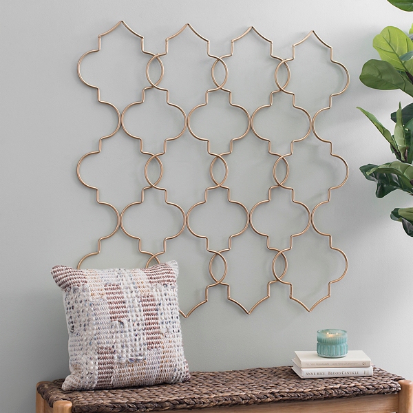 Gold Quatrefoil Grid Metal Wall Plaque Kirklands