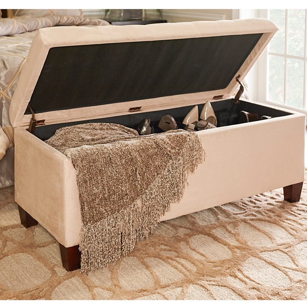 Amelia Tufted Beige Shoe Storage Ottoman Bench Kirklands