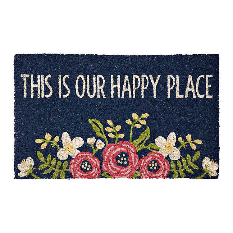 This Is Our Happy Place Floral Doormat Kirklands