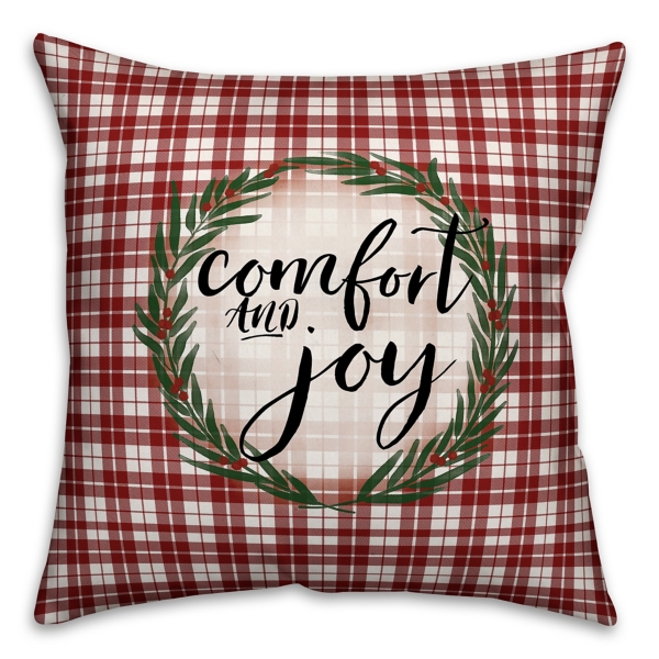 Red And White Plaid Comfort And Joy Pillow Kirklands