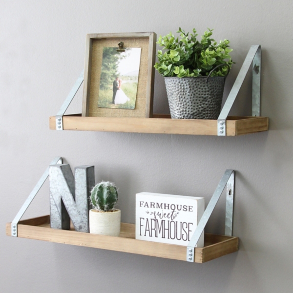 Wood L Shaped Shelves With Metal Frame Kirklands