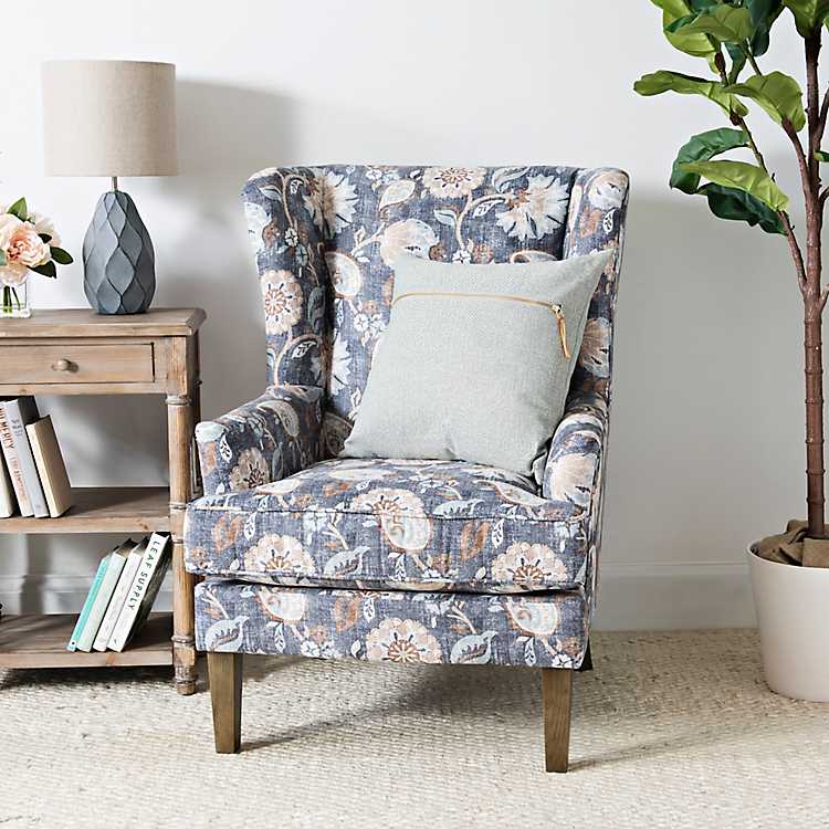 Blue Floral Wingback Accent Chair Kirklands