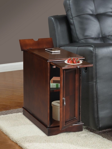 Espresso Chairside End Table With Charging Station