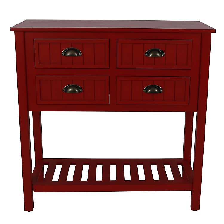 Antique Red Beadboard 4 Drawer Console Table Kirklands