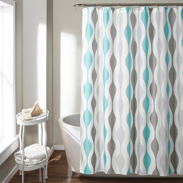 Blue Mid Century Modern Geometric Shower Curtain Kirklands
