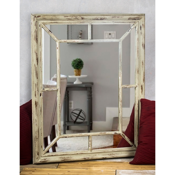 Shabby Chic Distressed Windowpane Wall Mirror Kirklands