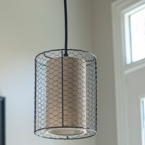 Small Cooper Chicken Wire And Burlap Pendant Light Kirklands