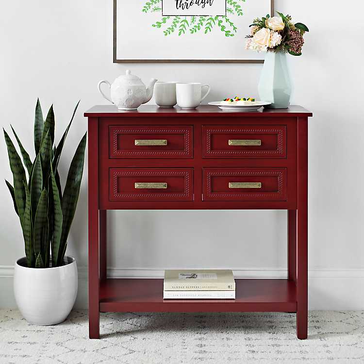 Red Beaded 4 Drawer Console Table Kirklands