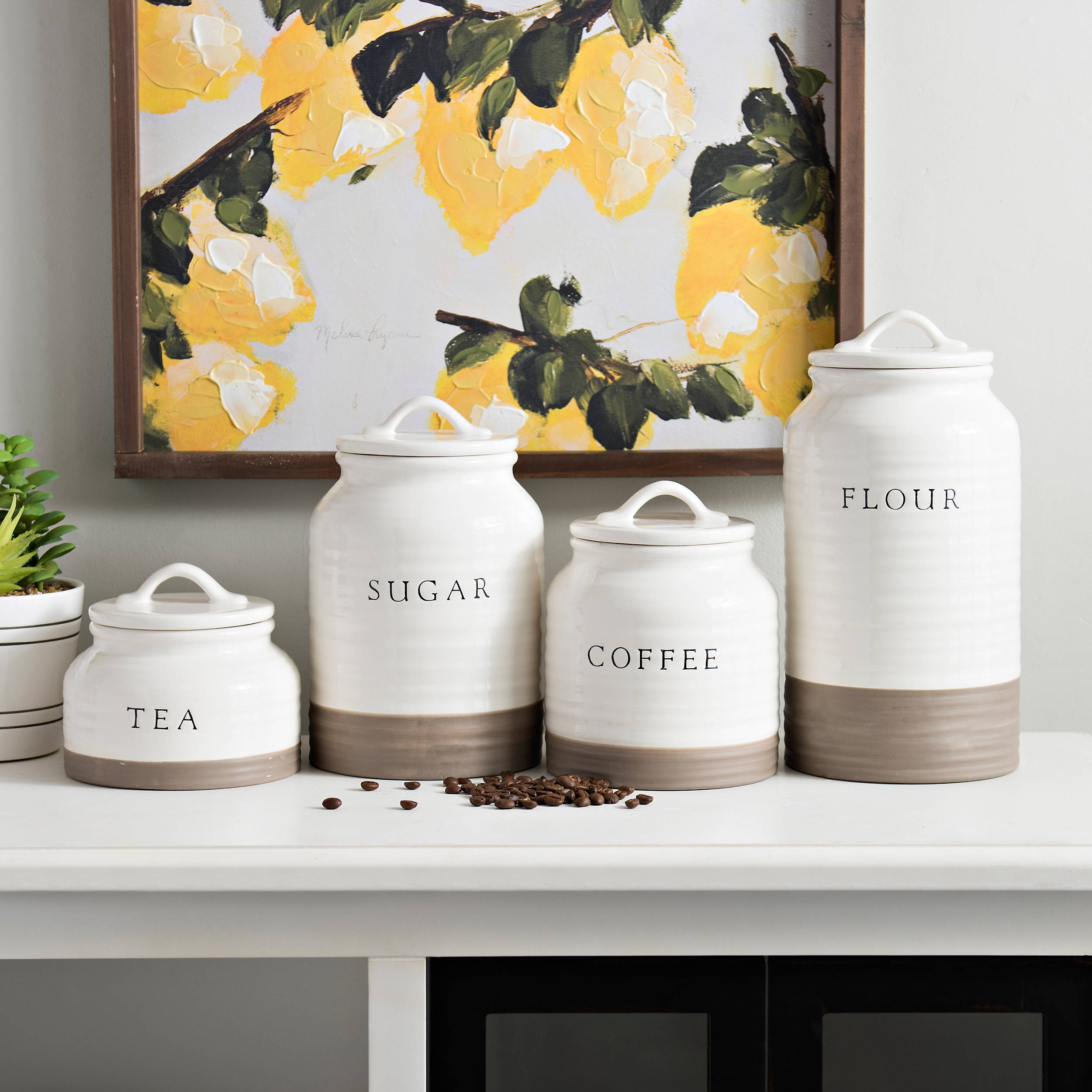 Two Tone Modern Farmhouse Canisters Set Of 4 Kirklands