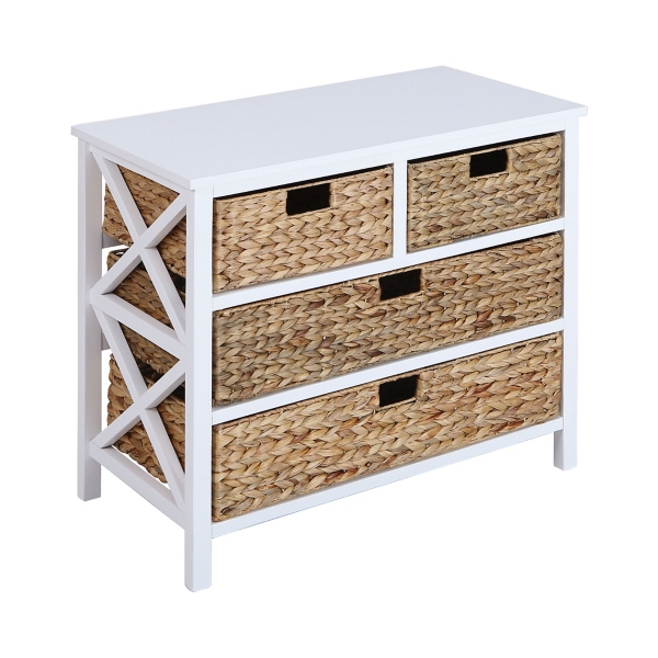 White Penny Chest With 4 Woven Baskets Kirklands