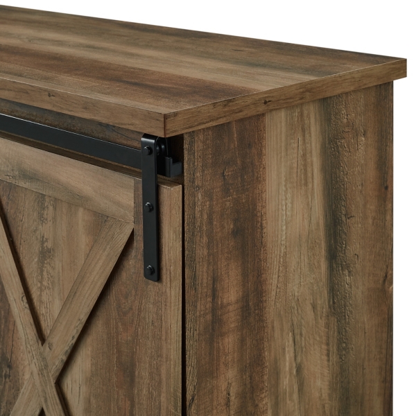 Sliding Barn Door Open Shelf Oak Media Stand Kirklands