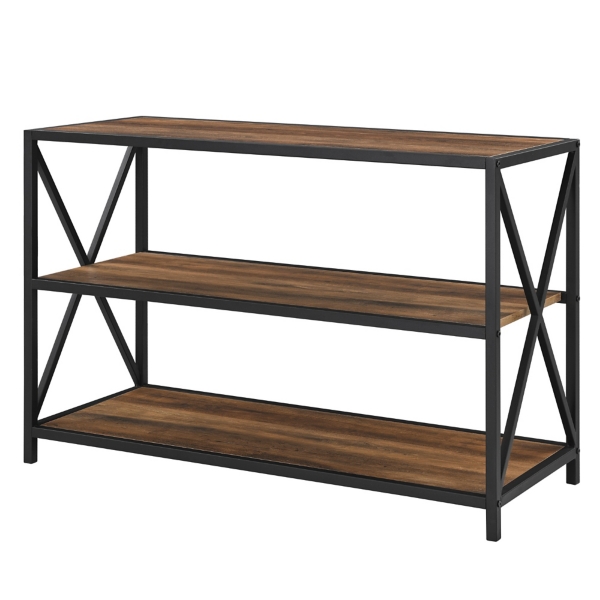 Industrial X Frame Metal Oak Wood Bookshelf Kirklands