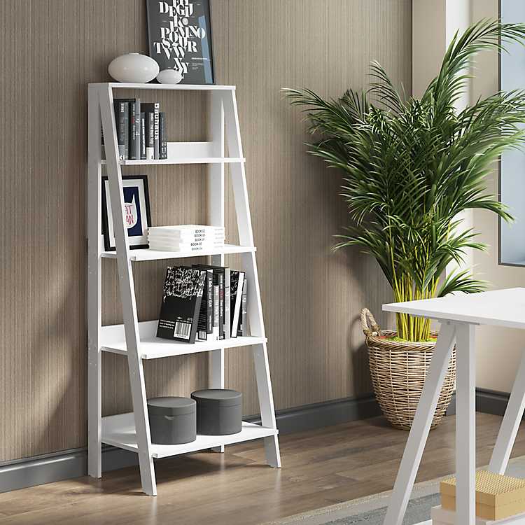 White 4 Tier Ladder Bookshelf Kirklands