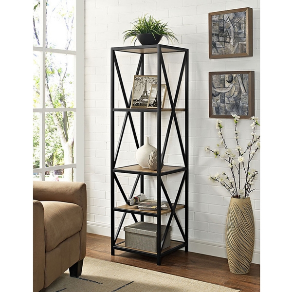 Tall X Frame Metal And Barnwood Bookshelf Kirklands