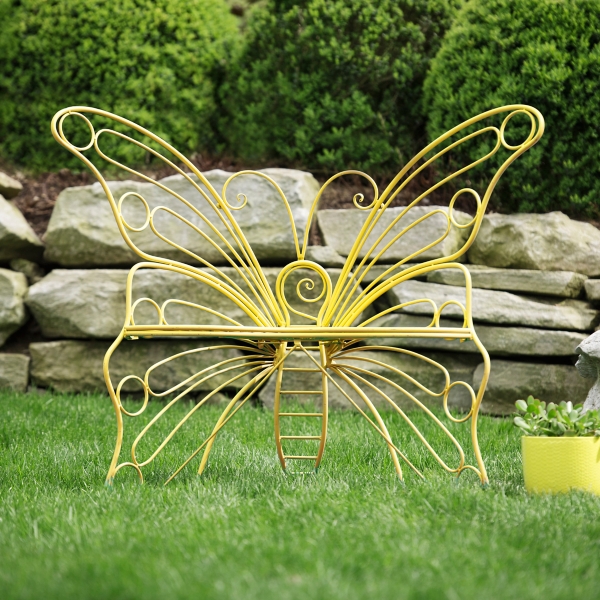Yellow Metal Butterfly Garden Chair Kirklands