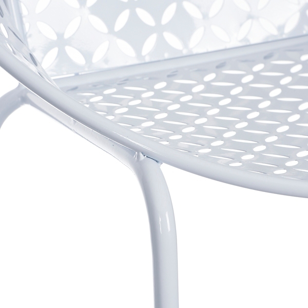 White Retro Pierced Round Outdoor Chair Kirklands