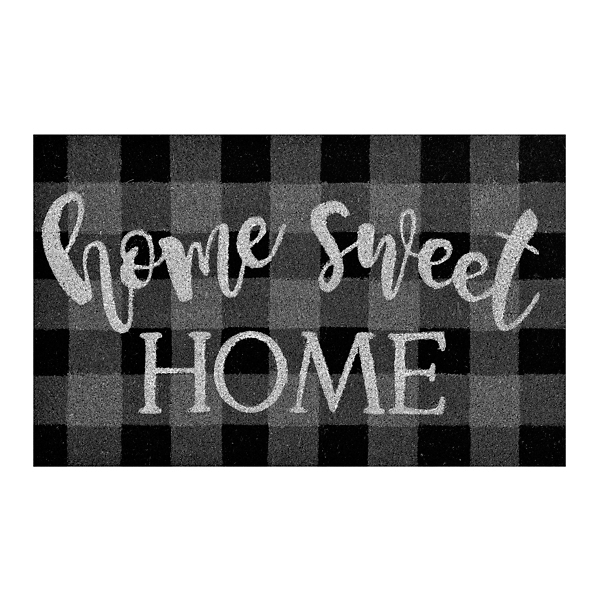 Black Plaid Home Sweet Home Doormat Kirklands