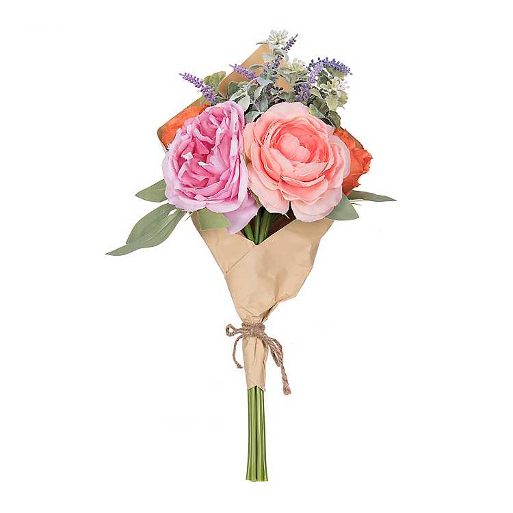 Peony And Rose Paper Wrap Bouquet Kirklands