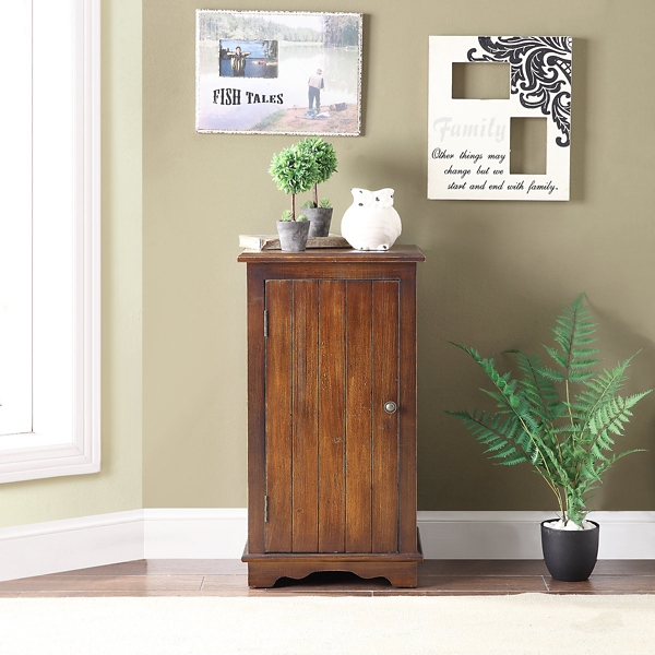 Dark Wood With Door Side Table Kirklands