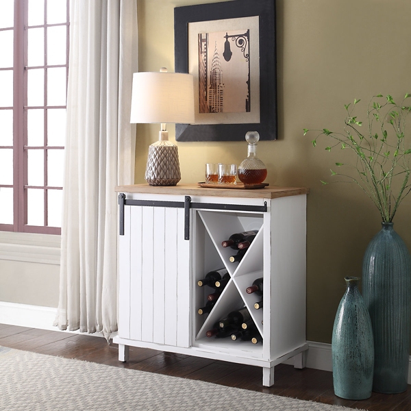 Joelle Whitewash Sliding Barn Door Cabinet Kirklands