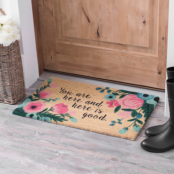 You Are Here Floral Doormat