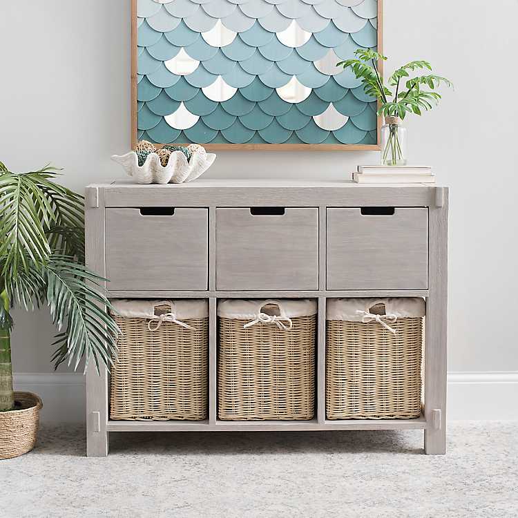 Gray 3 Drawer Chest With Seagrass Baskets Kirklands