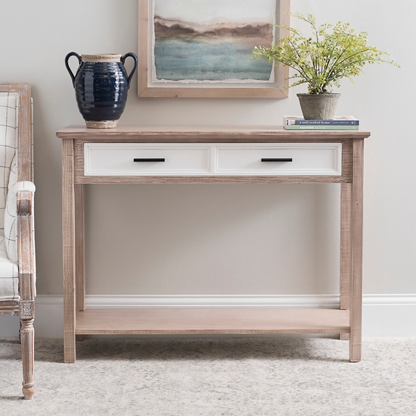 Natural Console Table With White Drawer Kirklands