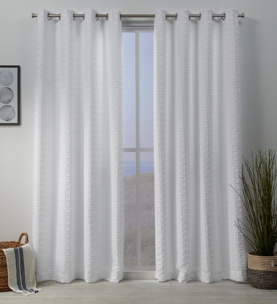 White Square Textured Curtain Panel Set 96 In Kirklands