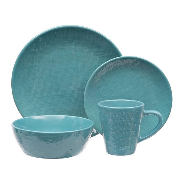 Turquoise Burlap Texture 16-pc. Dinnerware Set