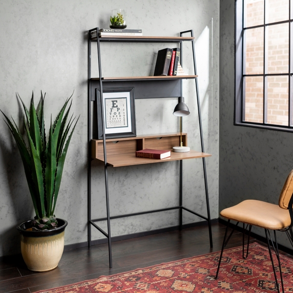 Mocha Metal And Wood Ladder Style Desk Kirklands