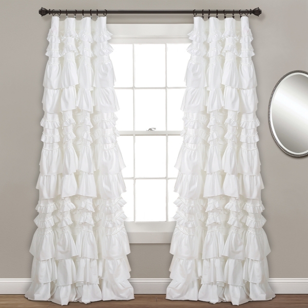 White Ruffle Kimmie Curtain Panel 84 In Kirklands