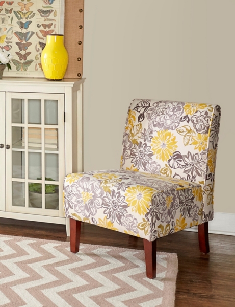 Bella Floral Gray And Yellow Accent Chair Kirklands