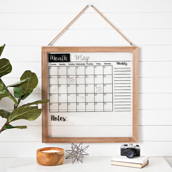 Wood Framed Wall Calendar Dry Erase Board