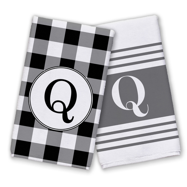 Patterned Monogram Q Kitchen Towels Set Of 2 Kirklands