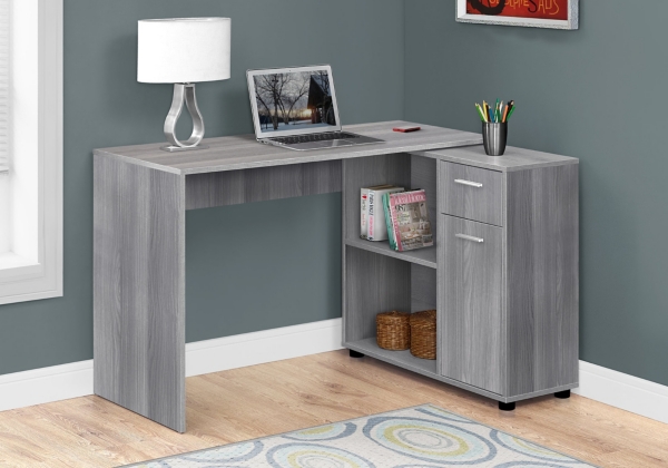 Gray Computer Desk With A Storage Cabinet Kirklands