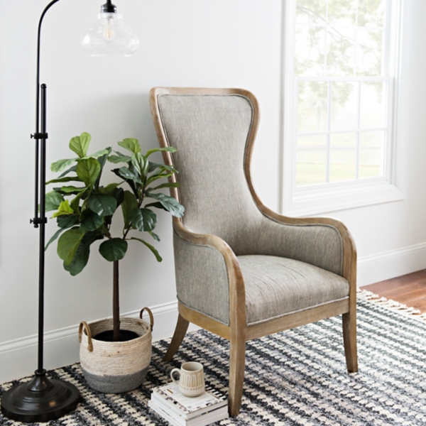 Light Gray High Wing Back Accent Chair Kirklands