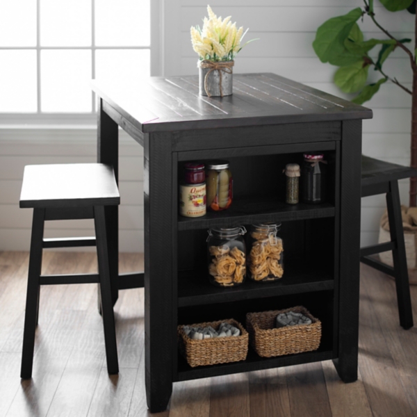 Black 3 Pc Franklin Kitchen Island And Stools Set Kirklands