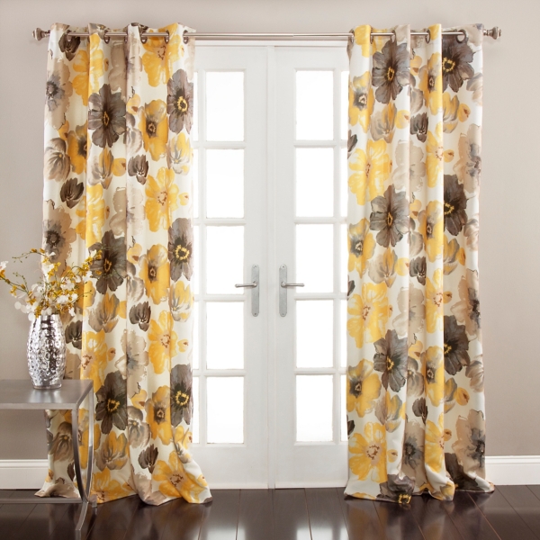 Yellow Leah Floral Curtain Panel Set 120 In Kirklands