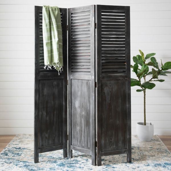 Black Washed Shutter Screen Divider