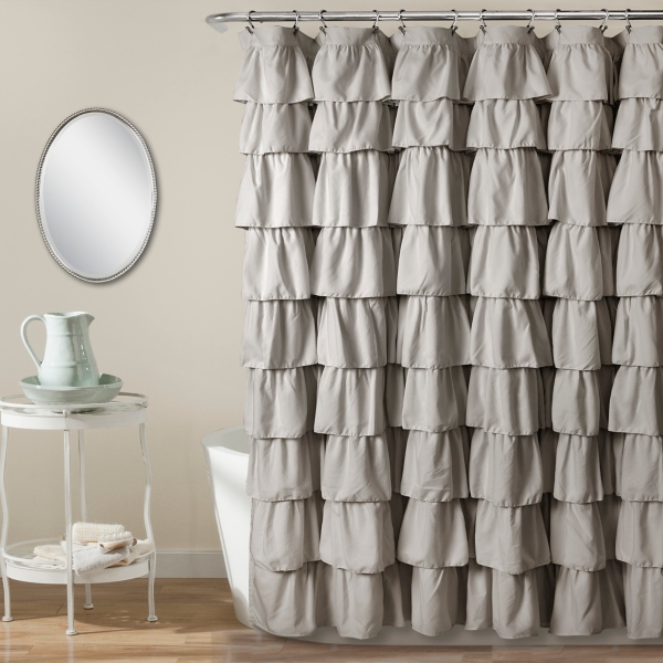 Light Gray Ruffle Shower Curtain Kirklands