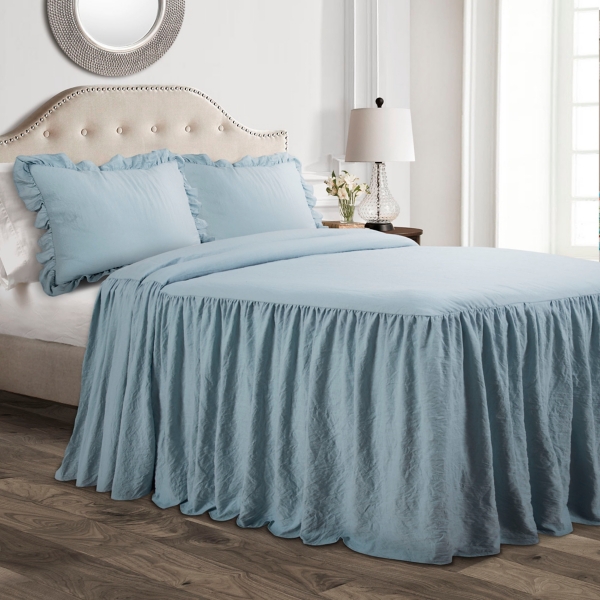 Lake Blue Ruffle Skirt 3 Pc King Comforter Set Kirklands