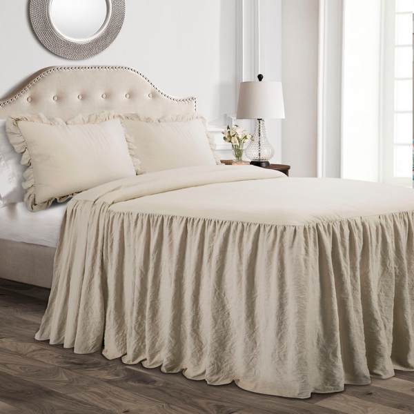 Tan Ruffle Skirt 3 Pc Queen Comforter Set Kirklands